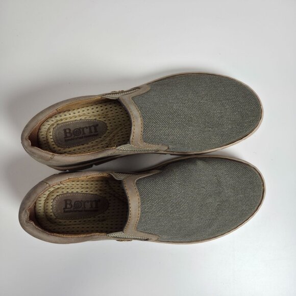 Born Sawyer Taupe Mens Slip-On Shoes Size 9 M Leather/Fabric Upper